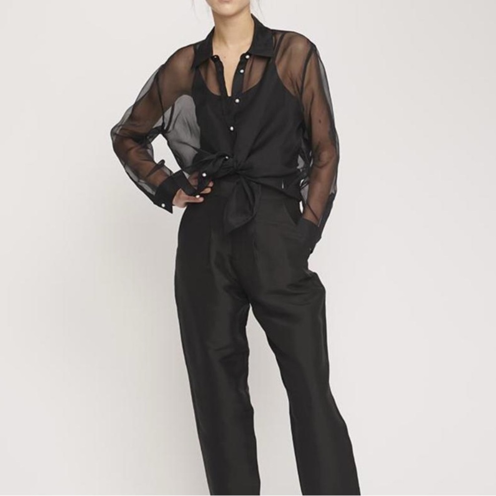 NWOT Silk Laundry 100% Silk Organza Boyfriend Shirt